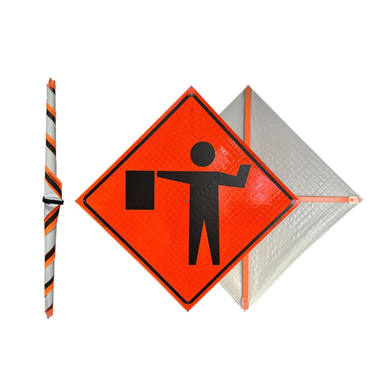 48 Flagman Ahead Roll Up Reflective Traffic Sign 4 48 Flagman Ahead Roll Up Reflective Traffic Sign 4