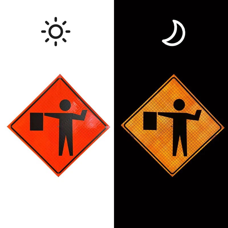 48 Flagman Ahead Roll Up Reflective Traffic Sign 2 48 Flagman Ahead Roll Up Reflective Traffic Sign 2