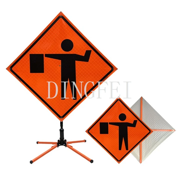 Roll Up Construction Sign Flagger Ahead