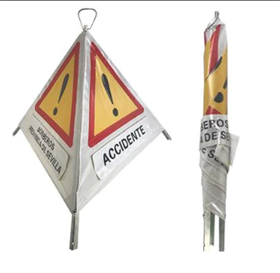 DINGFEI Tripod Stand Roll Up Tanda Peringatan Lipat